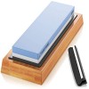 Sharp Pebble Premium Whetstone Knife Sharpening Stone 2 Side Grit 1000/6000 Waterstone- Whetstone Knife Sharpener- NonSlip Bamboo Base & Angle Guide