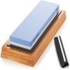 Sharp Pebble Premium Whetstone Knife Sharpening Stone 2 Side Grit 1000/6000 Waterstone- Whetstone Knife Sharpener- NonSlip Bamboo Base & Angle Guide