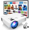 DR. J Professional HI-04 Mini Projector Outdoor Movie Projector with 100Inch Projector Screen, 1080P Supported Compatible with TV Stick, Video Games, HDMI,USB,TF,VGA,AUX,AV [Latest Upgrade]