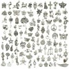 JIALEEY Wholesale Bulk Lots Jewelry Making Silver Charms Mixed Smooth Tibetan Silver Metal Charms Pendants DIY for Necklace Bracelet Jewelry Making and Crafting, 100 PCS