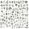 JIALEEY Wholesale Bulk Lots Jewelry Making Silver Charms Mixed Smooth Tibetan Silver Metal Charms Pendants DIY for Necklace Bracelet Jewelry Making and Crafting, 100 PCS