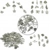 JIALEEY Wholesale Bulk Lots Jewelry Making Silver Charms Mixed Smooth Tibetan Silver Metal Charms Pendants DIY for Necklace Bracelet Jewelry Making and Crafting, 100 PCS