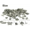 JIALEEY Wholesale Bulk Lots Jewelry Making Silver Charms Mixed Smooth Tibetan Silver Metal Charms Pendants DIY for Necklace Bracelet Jewelry Making and Crafting, 100 PCS