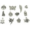 JIALEEY Wholesale Bulk Lots Jewelry Making Silver Charms Mixed Smooth Tibetan Silver Metal Charms Pendants DIY for Necklace Bracelet Jewelry Making and Crafting, 100 PCS