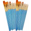 BOSOBO Paint Brushes Set, 2 Pack 20 Pcs Round Pointed Tip Paintbrushes Nylon Hair Artist Acrylic Paint Brushes for Acrylic Oil Watercolor, Face Nail Art, Miniature Detailing & Rock Painting, Blue