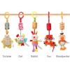 WILNARA 6 Pack Rattle Toys Hanging Bell Animal + Music Teethers Rabbit Toy for 0-12 Months Baby Stroller Gift