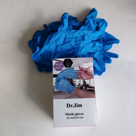 Dr.Jim Nitrile Gloves for Medical Use 50 PCS Disposable Nitrile Gloves, Chemical Resistant, Powder-Free, Latex-Free, Non-Sterile, Food Safe