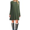 MOLERANI Women's Casual Plain Simple Long Sleeve T-Shirt Loose Dress