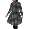 OLRAIN Womens New Plaids Irregular Hem Casual Shirt Dress